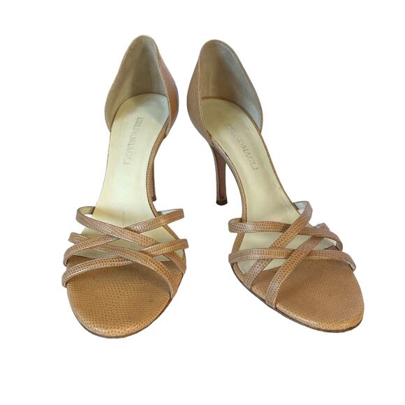 Bruno Magli Strappy D'Orsay Taupe Pebbled Leather Heels Size EU 39/ US 8.5 - Picture 1 of 7